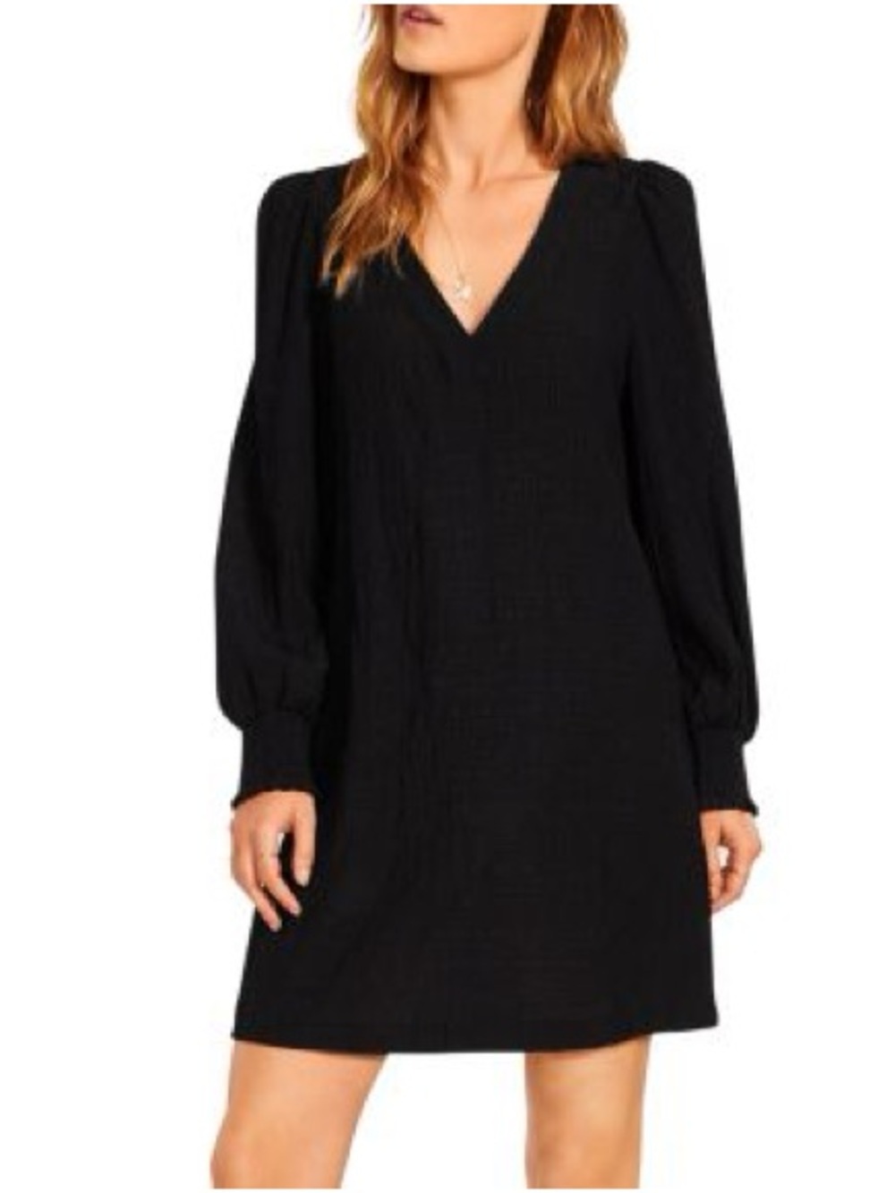 12. BB Dakota • NWT Women's Black V-Neck Long Sleeve Shift Dress PTP 20”